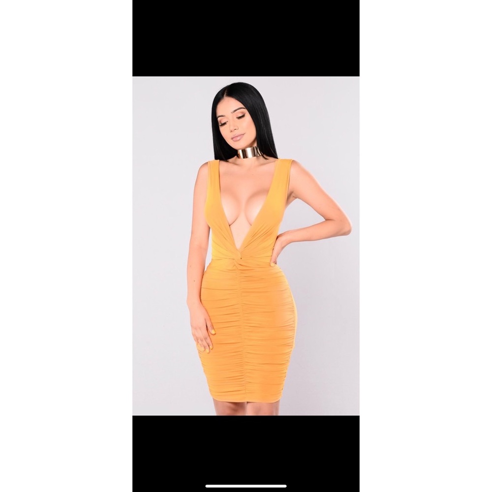 Metropolitan Night Dress Mustard (Fashion Nova)